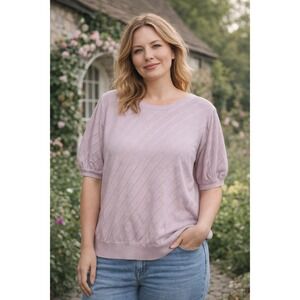 ModCloth Lilac Knit Sweater Top 1X‎ Puff Sleeve Cottagecore Soft Feminine